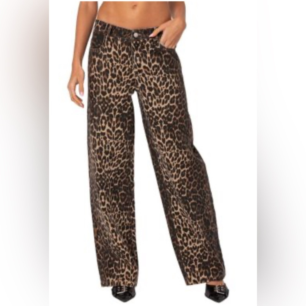 EDIKTED Print Straight Leg jeans size XS